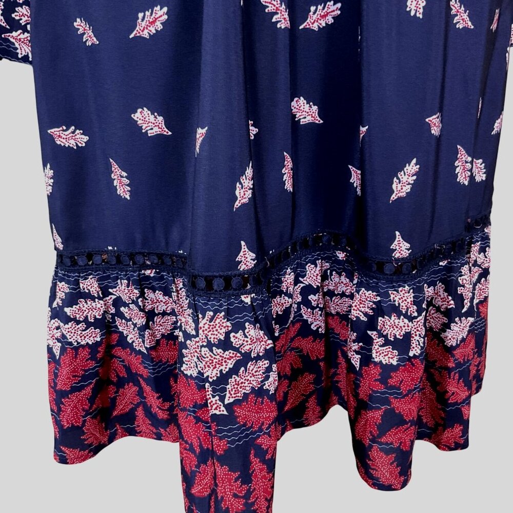 Sea New York Eloise Boho Fall Leaves Long Sleeve Tassel Tie Silk Midi Dress 2 - Picture 7 of 13